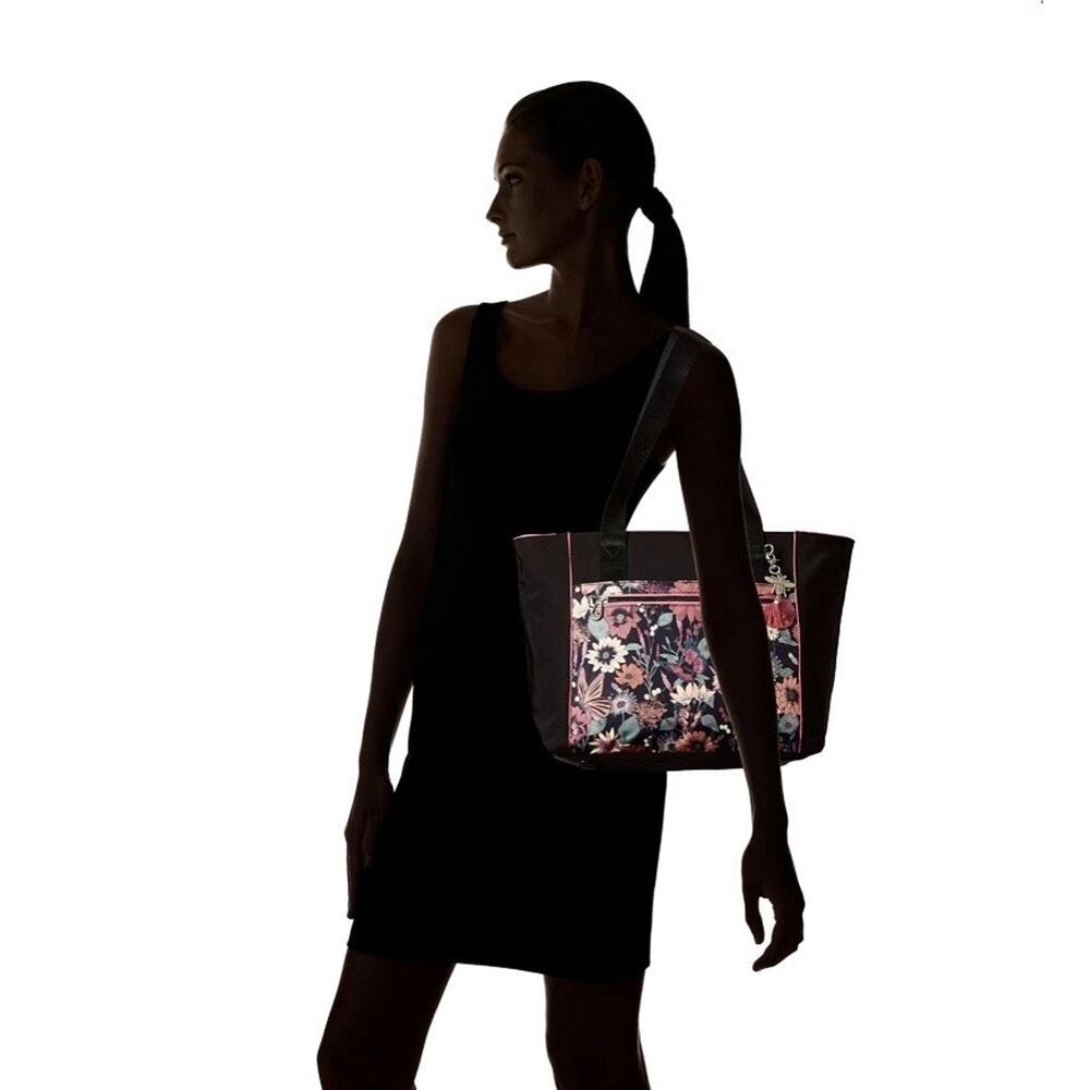 Sakroots Travel Tote Purse New Adventures Graphite Bloom Black Floral Bag Charm - Picture 5 of 16